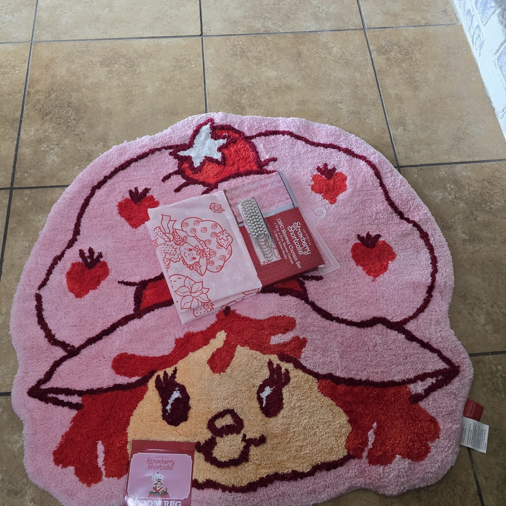 Strawberry Character Kids Bath Rug - Pink Plush